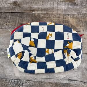 Shiba Inu Makeup Holder Pouch Purse Wasabi Checkered Bag